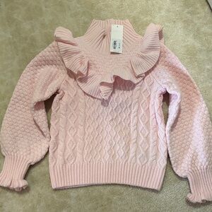 NWT Pink Ruffled Girls’ Sweater, Size 5